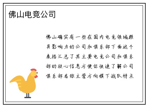 佛山电竞公司